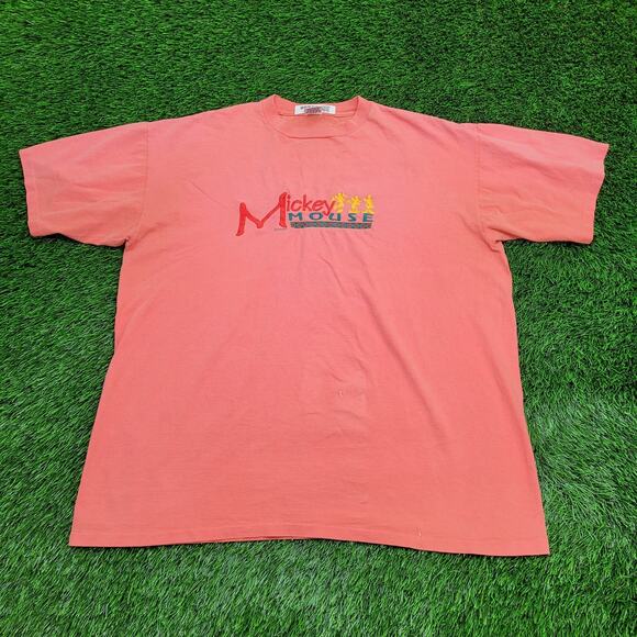Vintage 80s Disney Mickey-Mouse Shirt XL 26x29 Salmon-Pink - Picture 1 of 15